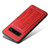 Fierre Shann Full Coverage Protective Leather Case Galaxy S10, with Holder & Card Slot  - Red