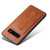 Fierre Shann Full Coverage Protective Leather Case Galaxy S10+, with Holder & Card Slot  - Brown