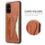 Galaxy S20 Fierre Shann Full Coverage PU Leather Protective Case with Holder & Card Slot - Brown