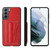 Samsung Galaxy S21 5G Fierre Shann Full Coverage Protective Leather Case with Holder & Card Slot - Red
