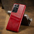Samsung Galaxy S21 Ultra 5G Fierre Shann Oil Wax Texture Leather Back Cover Case - Red