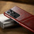 Samsung Galaxy S21 Ultra 5G Fierre Shann Oil Wax Texture Leather Back Cover Case - Red