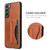 Samsung Galaxy S21+ 5G Fierre Shann Full Coverage Protective Leather Case with Holder & Card Slot - Brown