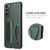 Samsung Galaxy S21+ 5G Fierre Shann Full Coverage Protective Leather Case with Holder & Card Slot - Green