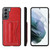 Samsung Galaxy S21+ 5G Fierre Shann Full Coverage Protective Leather Case with Holder & Card Slot - Red