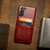 Samsung Galaxy S21+ 5G Fierre Shann Oil Wax Texture Leather Back Cover Case - Brown