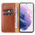 Samsung Galaxy S22 5G Fierre Shann PU Genuine Leather Texture Leather Phone Case - Brown