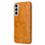 Samsung Galaxy S22 5G Fierre Shann Retro Oil Wax Texture PU Leather Phone Case with Card Slots - Yellow