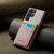 Samsung Galaxy S22 Ultra 5G Fierre Shann Crazy Horse Card Holder Back Cover PU Phone Case - Pink