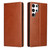 Samsung Galaxy S22 Ultra 5G Fierre Shann PU Genuine Leather Texture Leather Phone Case - Brown