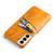 Samsung Galaxy S22+ 5G Fierre Shann Retro Oil Wax Texture PU Leather Phone Case with Card Slots - Yellow