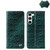 Samsung Galaxy S23 5G Fierre Shann Crocodile Texture Magnetic Genuine Leather Phone Case - Green