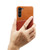 Samsung Galaxy S23 5G Fierre Shann Oil Wax Texture Genuine Leather Back Phone Case - Brown