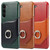 Samsung Galaxy S23 5G Fierre Shann Oil Wax Texture Genuine Leather Back Phone Case - Red