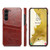 Samsung Galaxy S23 5G Fierre Shann Oil Wax Texture Leather Phone Case with Card Slots - Brown