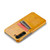 Samsung Galaxy S23 5G Fierre Shann Oil Wax Texture Leather Phone Case with Card Slots - Yellow