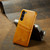 Samsung Galaxy S23 5G Fierre Shann Oil Wax Texture Leather Phone Case with Card Slots - Yellow