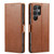 Samsung Galaxy S23 Ultra 5G Fierre Shann PU Genuine Leather Texture Leather Phone Case - Brown