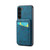 Samsung Galaxy S23+ 5G Fierre Shann Crazy Horse Card Holder Back Cover PU Phone Case - Blue