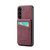 Samsung Galaxy S23+ 5G Fierre Shann Crazy Horse Card Holder Back Cover PU Phone Case - Wine Red