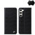 Samsung Galaxy S23+ 5G Fierre Shann Crocodile Texture Magnetic Genuine Leather Phone Case - Black