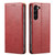 Samsung Galaxy S23+ 5G Fierre Shann PU Genuine Leather Texture Leather Phone Case - Red