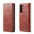 Samsung Galaxy S23+ 5G FIERRE SHANN Vintage Bark Texture Wallet Leather Phone Case - Brown