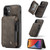 iPhone 12 mini CaseMe C20 Multifunctional PC + TPU Protective Case with Holder & Card Slot & Wallet  - Coffee
