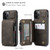 iPhone 12 Pro Max CaseMe C20 Multifunctional PC + TPU Protective Case with Holder & Card Slot & Wallet - Coffee