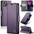 iPhone 13 CaseMe 023 Butterfly Buckle Litchi Texture RFID Anti-theft Leather Phone Case - Pearly Purple