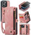 iPhone 13 Pro CaseMe-008 Detachable Multifunctional Horizontal Flip Leather Case - Pink