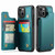 iPhone 14 Plus CaseMe C22 Card Slots Holder RFID Anti-theft Phone Case - Blue Green