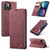 iPhone 14 Plus CaseMe-013 Multifunctional Retro Frosted Leather Phone Case - Wine Red