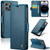 iPhone 14 Pro CaseMe 023 Butterfly Buckle Litchi Texture RFID Anti-theft Leather Phone Case - Blue