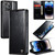 iPhone 14 Pro Max CaseMe 003 Crazy Horse Texture Leather Phone Case - Black