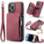 iPhone 14 Pro Max CaseMe C20 Multifunctional Leather Phone Case - Red