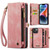 iPhone 15 CaseMe 008 Detachable Multifunctional Leather Phone Case - Pink
