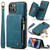 iPhone 15 CaseMe C20 Multifunctional RFID Leather Phone Case - Blue