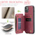 iPhone 15 CaseMe C20 Multifunctional RFID Leather Phone Case - Red