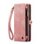 iPhone 15 Plus CaseMe 008 Detachable Multifunctional Leather Phone Case - Pink