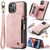 iPhone 15 Plus CaseMe C20 Multifunctional RFID Leather Phone Case - Pink