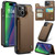 iPhone 15 Plus CaseMe C22 Card Slots Holder RFID Anti-theft Phone Case - Brown
