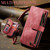iPhone 15 Plus CaseMe C30 Multifunctional Leather Phone Case - Red