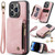 iPhone 15 Pro CaseMe C20 Multifunctional RFID Leather Phone Case - Pink