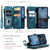 iPhone 15 Pro CaseMe C30 Multifunctional Leather Phone Case - Blue