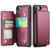 iPhone SE 2022 / SE 2020 CaseMe C22 Card Slots Holder RFID Anti-theft Phone Case - Wine Red