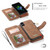 iPhone X / XS CaseMe-007 TPU + PC Magnetic Absorption Detachable Back Cover Horizontal Flip Leather Case with Card Slots & Zipper Wallet & Photo Frame  - Brown