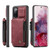 Samsung Galaxy S20 FE CaseMe C20 Multifunctional PC + TPU Protective Case with Holder & Card Slot & Wallet - Dark Red