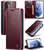 Samsung Galaxy S21 5G CaseMe 003 Crazy Horse Texture Leather Phone Case - Wine Red