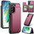 Samsung Galaxy S21 FE 5G CaseMe C22 Card Slots Holder RFID Anti-theft Phone Case - Wine Red